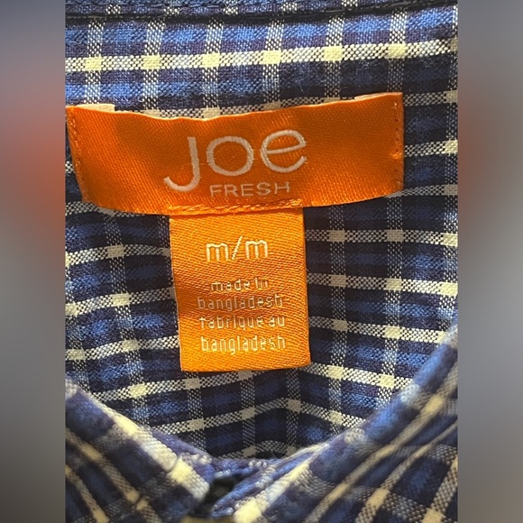 2 for $20 Joe fresh 100% cotton blue button down shirt size medium - Picture 2 of 3